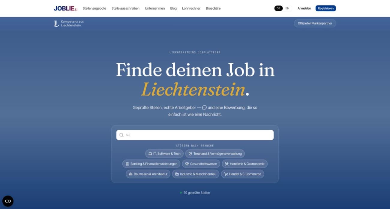 Startseite von joblie.li