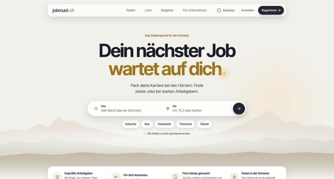 Startseite von jobmuni.ch